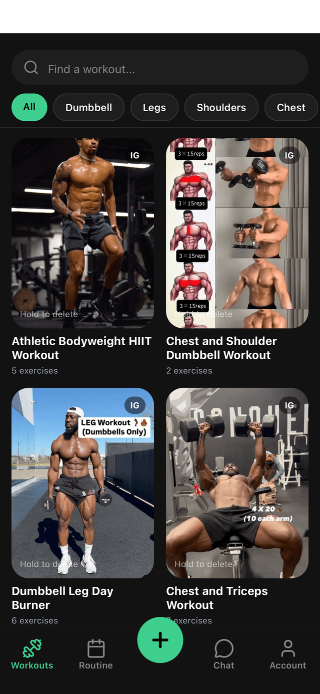 Stashd app - Save workouts
