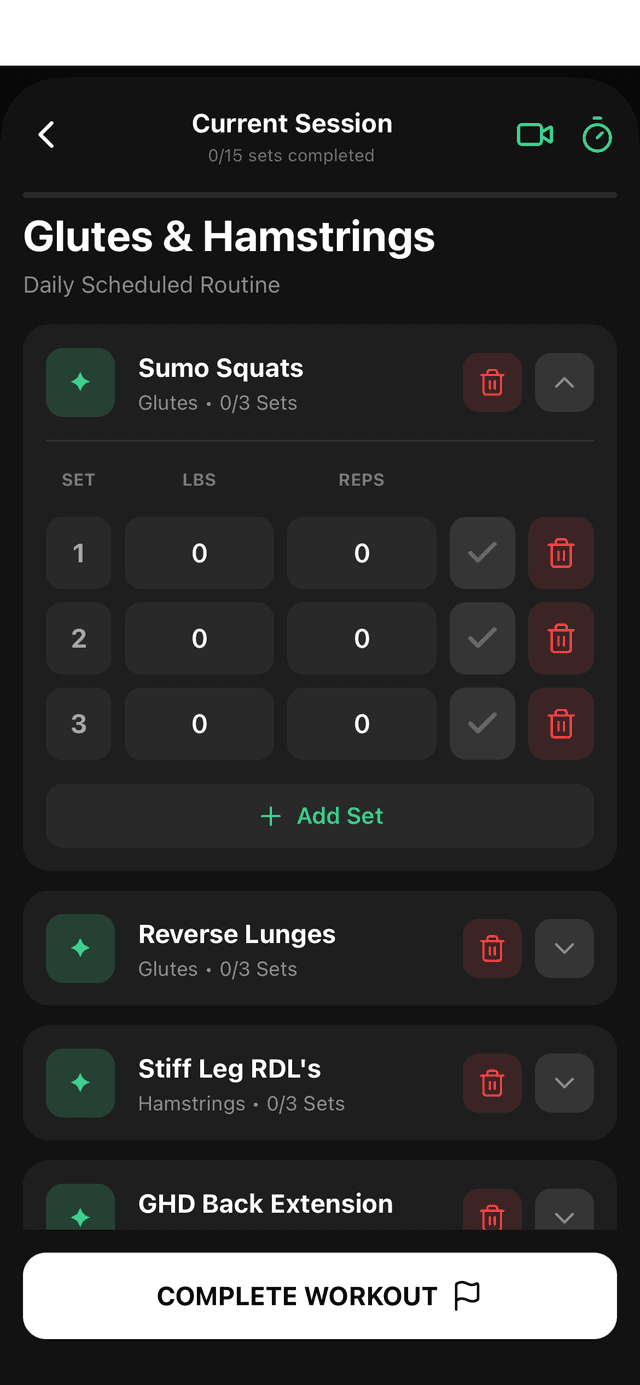 Stashd app - Workout details